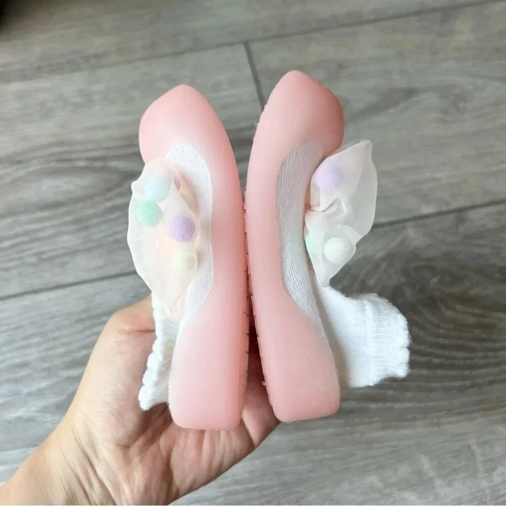 Big Toes Pink Bows NonSlip  Baby Shoe Socks Made in Korea - Picture 10 of 12